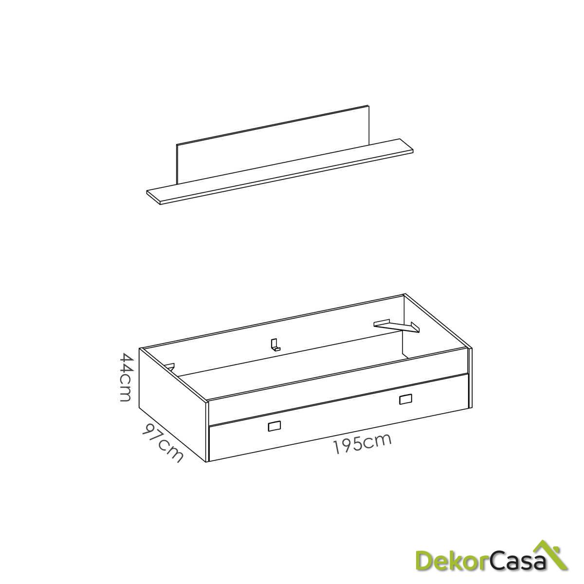 Cama nido rosa con cajon y estante - Imagen 5
