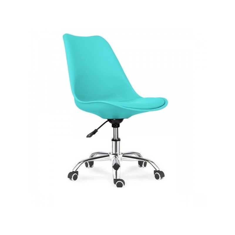 Silla TORRE, giratoria, turquesa, cojÃn turquesa