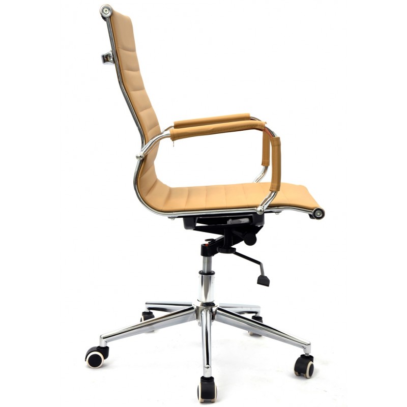 Sillón de oficina KIEV, giratorio, gas, basculante profundo, similpiel marrón claro - Imagen 3